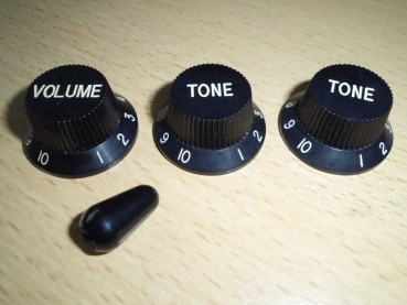 Fender Potiknopf-Set für Stratocaster, Volume/Tone, black